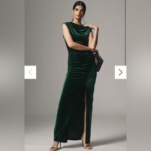 BHLDN Francesca High-Neck Stretch Velvet Maxi Dress